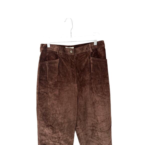 VTG Lord & Taylor Brown Western Leather High Waisted Straight Leg Pant Size 14 - Picture 4 of 12